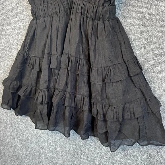 Mustard Seed ruffled flutter sleeve mini dress M layered tiered pockets coquette - Picture 5 of 15